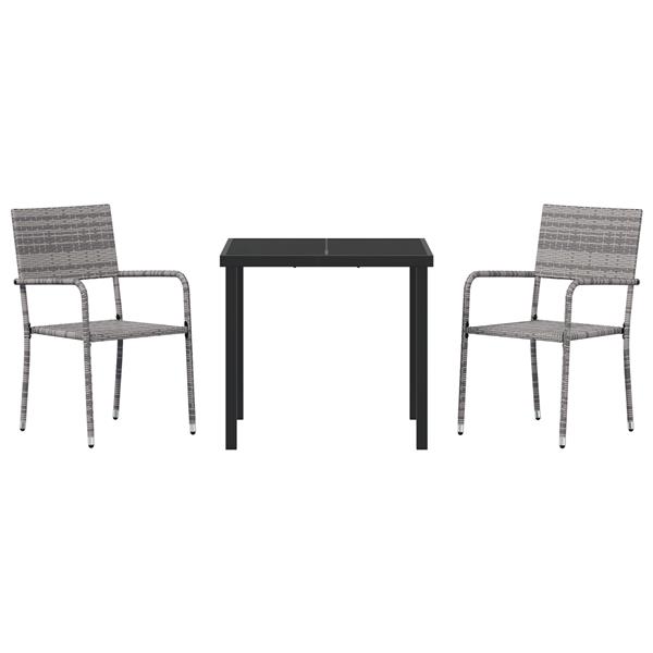 Grote foto vidaxl 3 delige tuin eetset grijs poly rattan tuin en terras tuinmeubelen