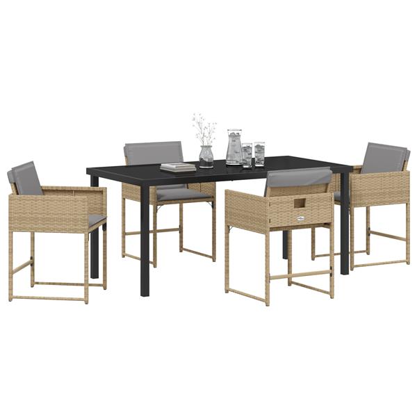Grote foto vidaxl 5 delige tuinset met kussens beige poly rattan tuin en terras tuinmeubelen