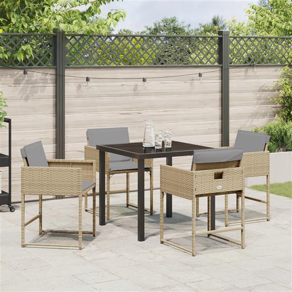 Grote foto vidaxl 5 delige tuinset met beige kussens van poly rattan tuin en terras tuinmeubelen