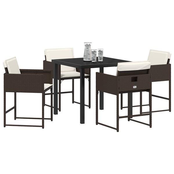 Grote foto vidaxl 5 delige tuinset met kussens bruin poly rattan tuin en terras tuinmeubelen