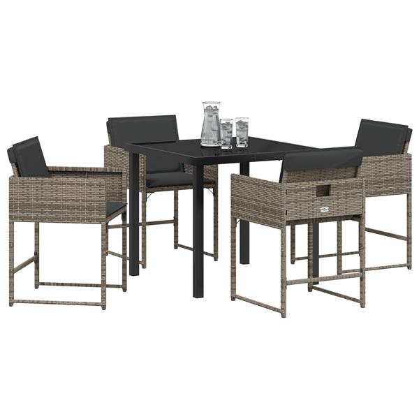 Grote foto vidaxl 5 delige tuinset met kussens in grijs poly rattan tuin en terras tuinmeubelen