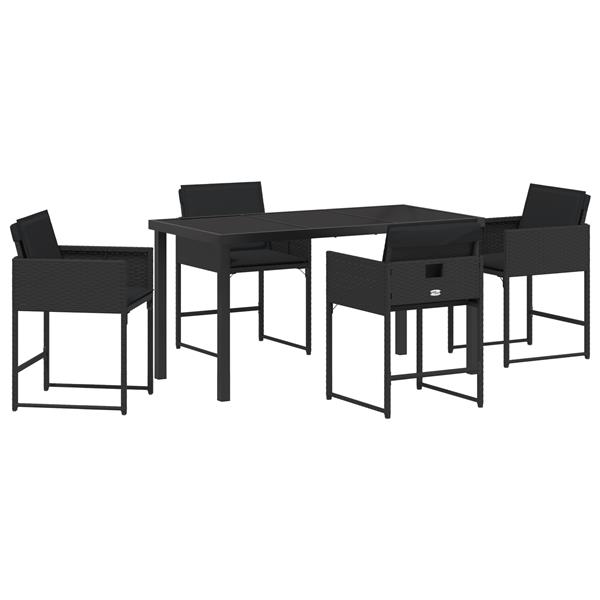 Grote foto vidaxl 5 delige tuinset met kussens zwart poly rattan tuin en terras tuinmeubelen