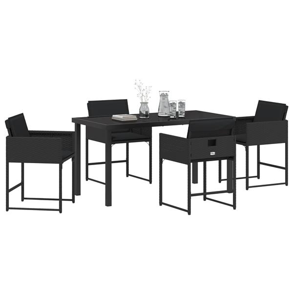 Grote foto vidaxl 5 delige tuinset met kussens zwart poly rattan tuin en terras tuinmeubelen
