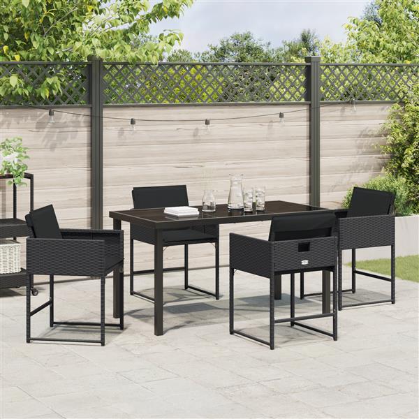 Grote foto vidaxl 5 delige tuinset met kussens zwart poly rattan tuin en terras tuinmeubelen