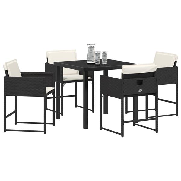 Grote foto vidaxl 5 delige tuinset met kussens zwart poly rattan tuin en terras tuinmeubelen