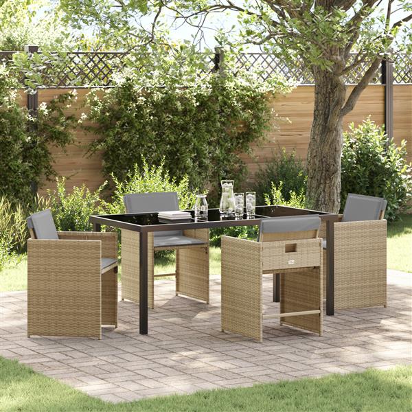 Grote foto vidaxl 5 delige tuinset met kussens beige poly rattan tuin en terras tuinmeubelen