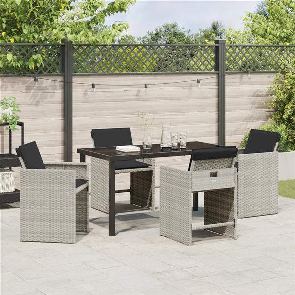 Grote foto vidaxl 5 delige tuinset met kussens in lichtgrijs poly rattan tuin en terras tuinmeubelen