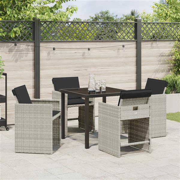 Grote foto vidaxl 5 delige tuinset met kussens in lichtgrijs poly rattan tuin en terras tuinmeubelen
