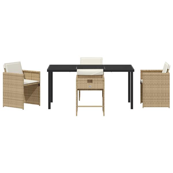 Grote foto vidaxl 5 delige tuintafelset met kussens beige poly rattan tuin en terras tuinmeubelen