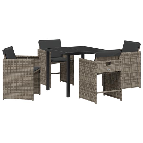 Grote foto vidaxl 5 delige tuinset met kussens grijs poly rattan tuin en terras tuinmeubelen