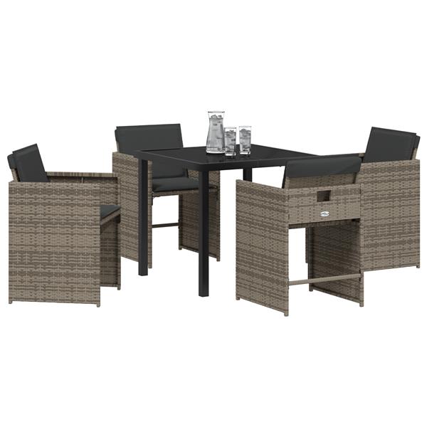 Grote foto vidaxl 5 delige tuinset met kussens grijs poly rattan tuin en terras tuinmeubelen