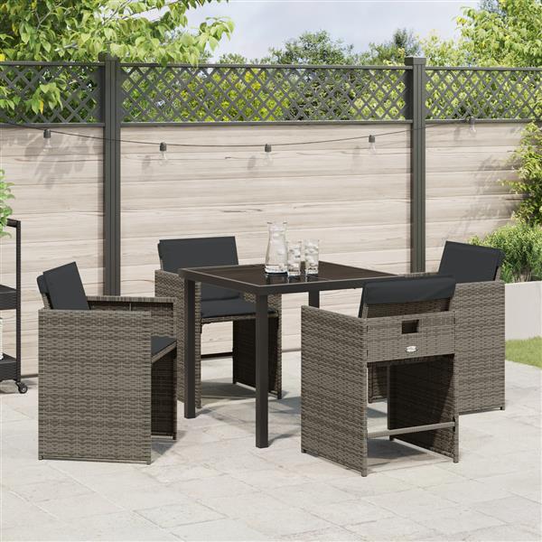 Grote foto vidaxl 5 delige tuinset met kussens grijs poly rattan tuin en terras tuinmeubelen