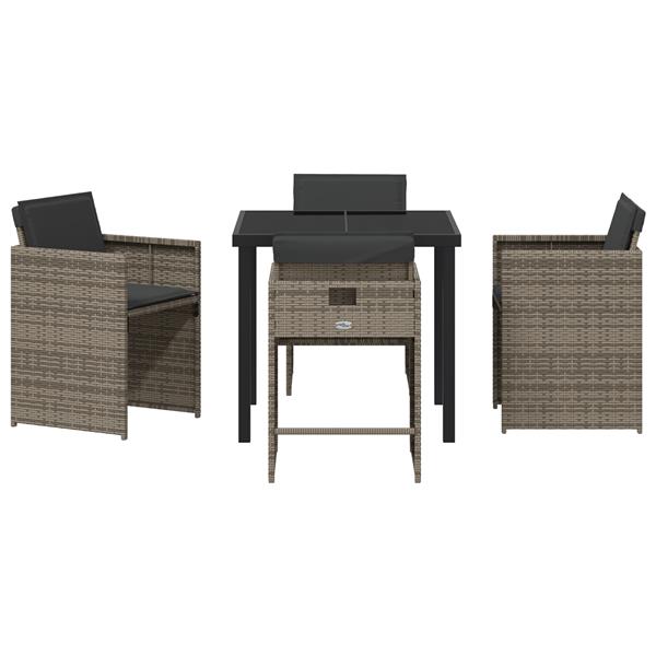 Grote foto vidaxl 5 delige tuinset met kussens grijs poly rattan tuin en terras tuinmeubelen