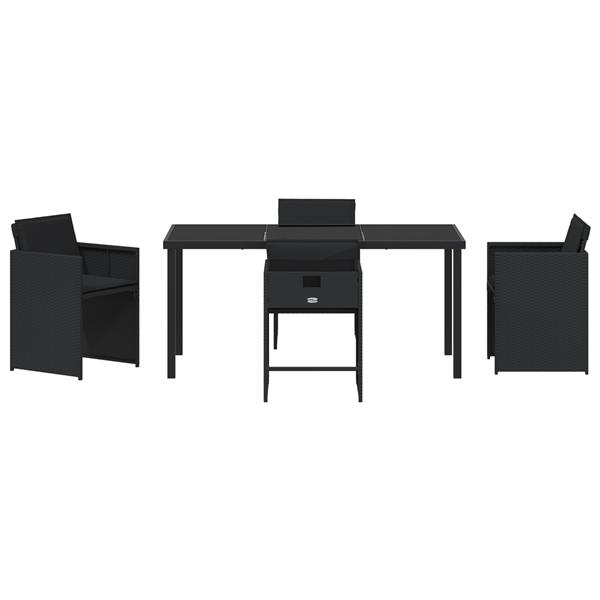 Grote foto vidaxl 5 delige tuin eettafel set met kussens zwart poly rattan tuin en terras tuinmeubelen