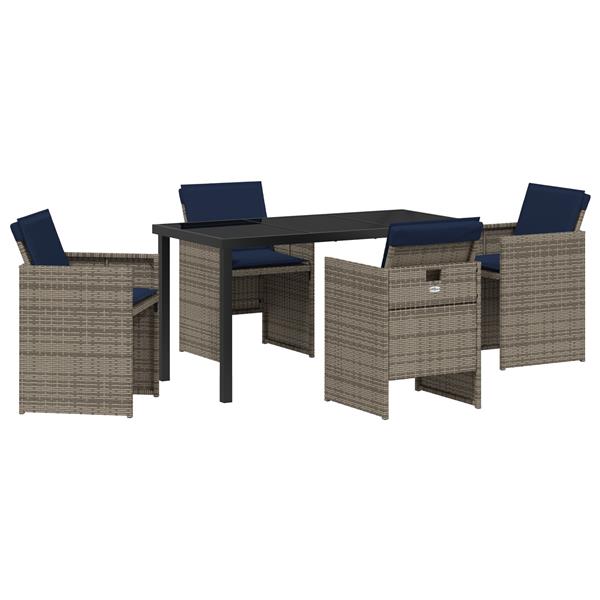 Grote foto vidaxl 5 delige tuinset met kussens in grijs poly rattan tuin en terras tuinmeubelen