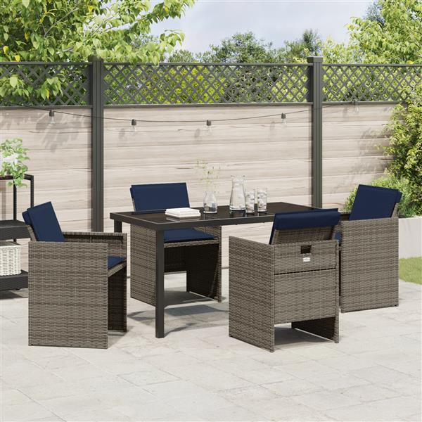Grote foto vidaxl 5 delige tuinset met kussens in grijs poly rattan tuin en terras tuinmeubelen