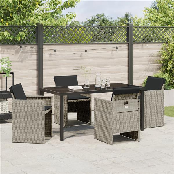 Grote foto vidaxl 5 delige tuinset met kussens in lichtgrijs poly rattan tuin en terras tuinmeubelen