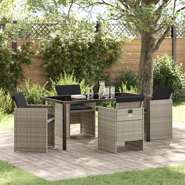 Grote foto vidaxl 5 delige tuinset met kussens in lichtgrijs poly rattan tuin en terras tuinmeubelen