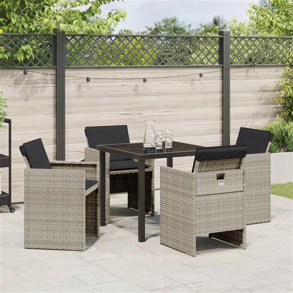 Grote foto vidaxl 5 delige tuinset met kussens in lichtgrijs poly rattan tuin en terras tuinmeubelen