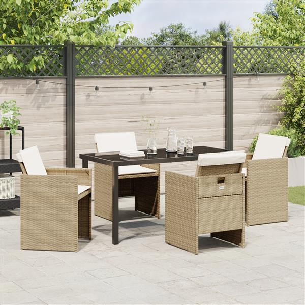 Grote foto vidaxl 5 delige tuinset met kussens in beige poly rattan tuin en terras tuinmeubelen