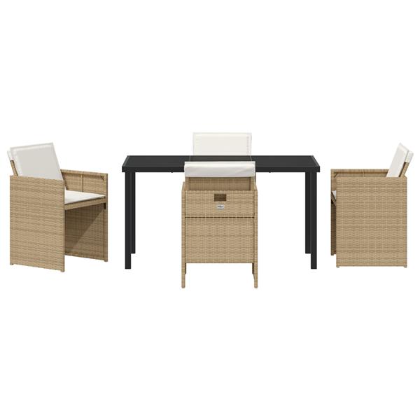 Grote foto vidaxl 5 delige tuinset met kussens in beige poly rattan tuin en terras tuinmeubelen