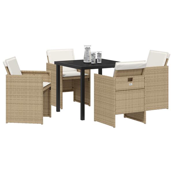 Grote foto vidaxl 5 delige tuinset met kussens in beige poly rattan tuin en terras tuinmeubelen