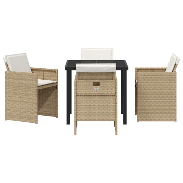 Grote foto vidaxl 5 delige tuinset met kussens in beige poly rattan tuin en terras tuinmeubelen
