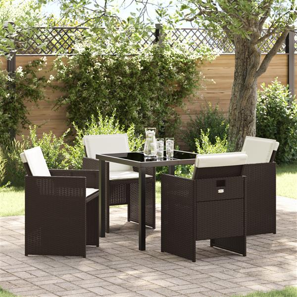 Grote foto vidaxl 5 delige tuinset met kussens bruin poly rattan tuin en terras tuinmeubelen