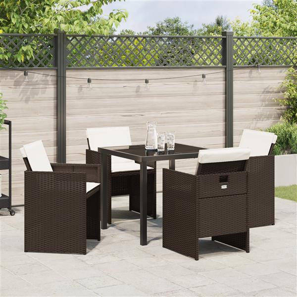Grote foto vidaxl 5 delige tuinset met kussens bruin poly rattan tuin en terras tuinmeubelen