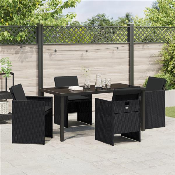 Grote foto vidaxl 5 delige tuinset met kussens zwart poly rattan tuin en terras tuinmeubelen
