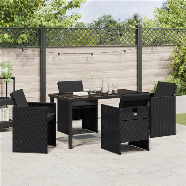 Grote foto vidaxl 5 delige tuinset met kussens zwart poly rattan tuin en terras tuinmeubelen