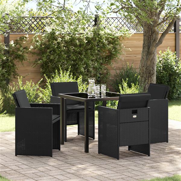 Grote foto vidaxl 5 delige tuinset met kussens zwart poly rattan tuin en terras tuinmeubelen
