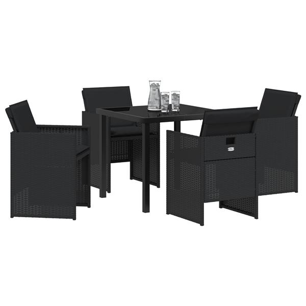 Grote foto vidaxl 5 delige tuinset met kussens zwart poly rattan tuin en terras tuinmeubelen