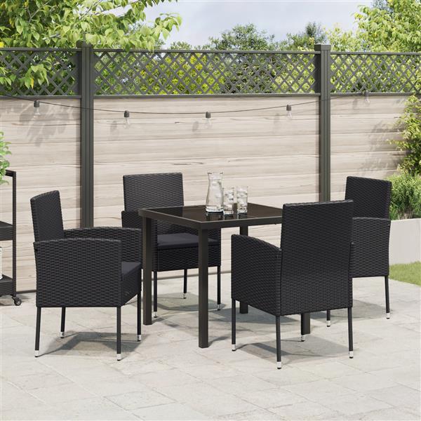 Grote foto vidaxl 5 delige tuinset met kussens zwart poly rattan tuin en terras tuinmeubelen