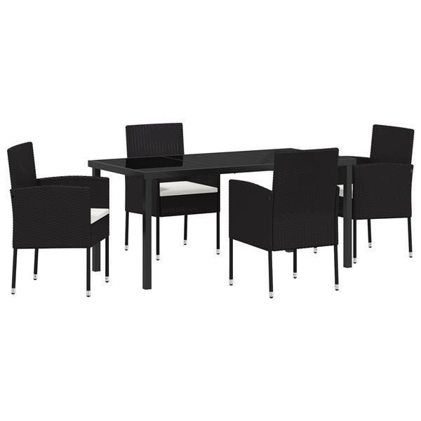 Grote foto vidaxl 5 delige tuinset met kussens zwart poly rattan tuin en terras tuinmeubelen