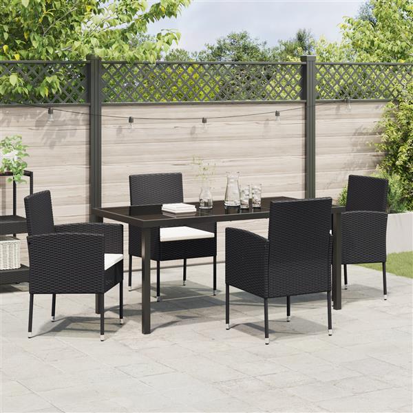 Grote foto vidaxl 5 delige tuinset met kussens zwart poly rattan tuin en terras tuinmeubelen