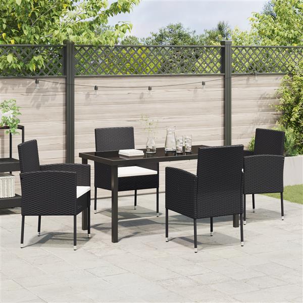 Grote foto vidaxl 5 delige tuinset met kussens zwart poly rattan tuin en terras tuinmeubelen