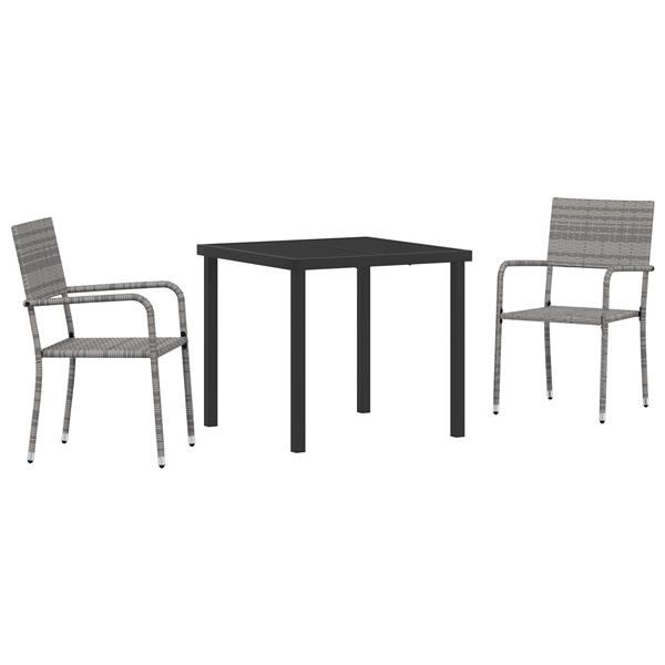 Grote foto vidaxl 3 delige tuin eetset grijs poly rattan tuin en terras tuinmeubelen