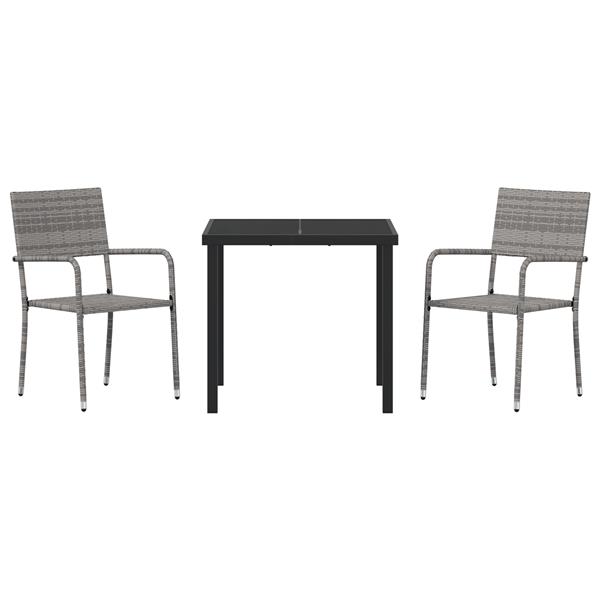 Grote foto vidaxl 3 delige tuin eetset grijs poly rattan tuin en terras tuinmeubelen