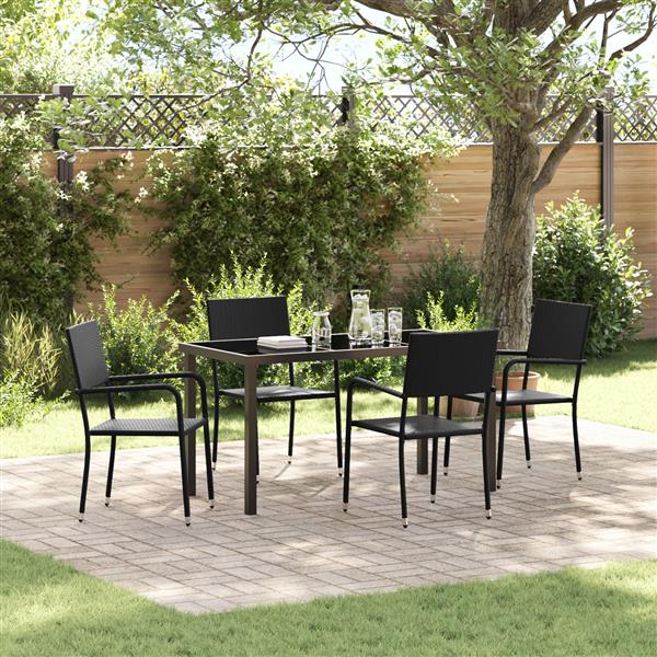 Grote foto vidaxl 5 delige eetset voor in de tuin zwart poly rattan tuin en terras tuinmeubelen