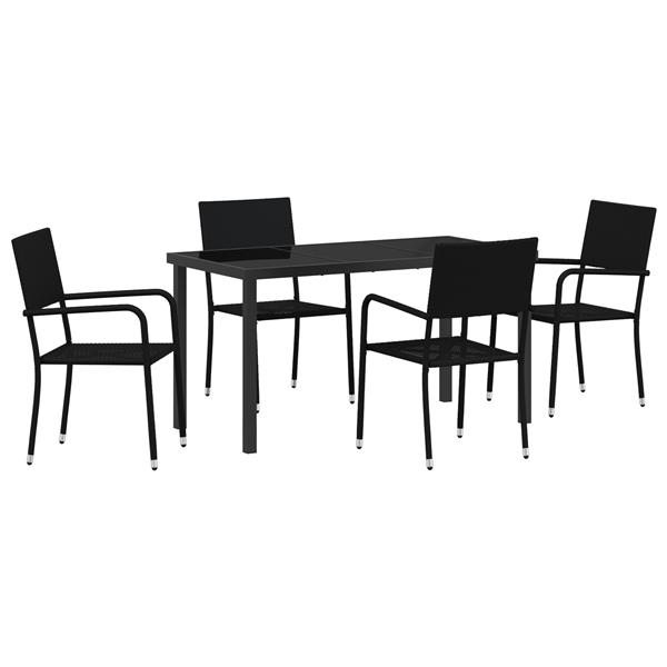 Grote foto vidaxl 5 delige eetset voor in de tuin zwart poly rattan tuin en terras tuinmeubelen