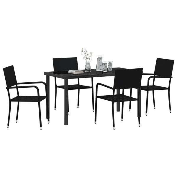 Grote foto vidaxl 5 delige eetset voor in de tuin zwart poly rattan tuin en terras tuinmeubelen