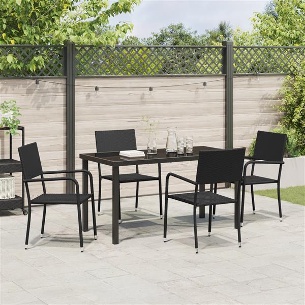 Grote foto vidaxl 5 delige eetset voor in de tuin zwart poly rattan tuin en terras tuinmeubelen