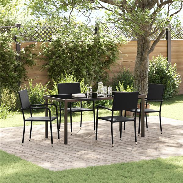 Grote foto vidaxl 5 delige tuin eetset zwart poly rattan tuin en terras tuinmeubelen