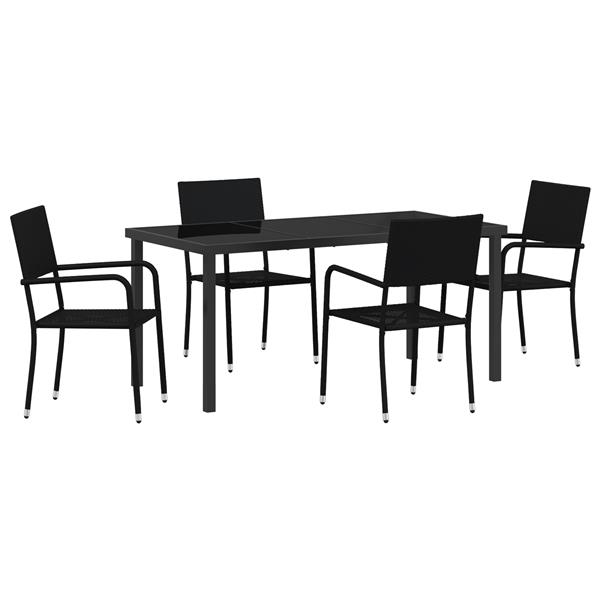 Grote foto vidaxl 5 delige tuin eetset zwart poly rattan tuin en terras tuinmeubelen