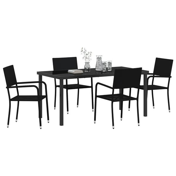 Grote foto vidaxl 5 delige tuin eetset zwart poly rattan tuin en terras tuinmeubelen