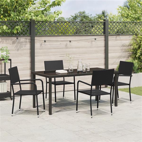 Grote foto vidaxl 5 delige tuin eetset zwart poly rattan tuin en terras tuinmeubelen