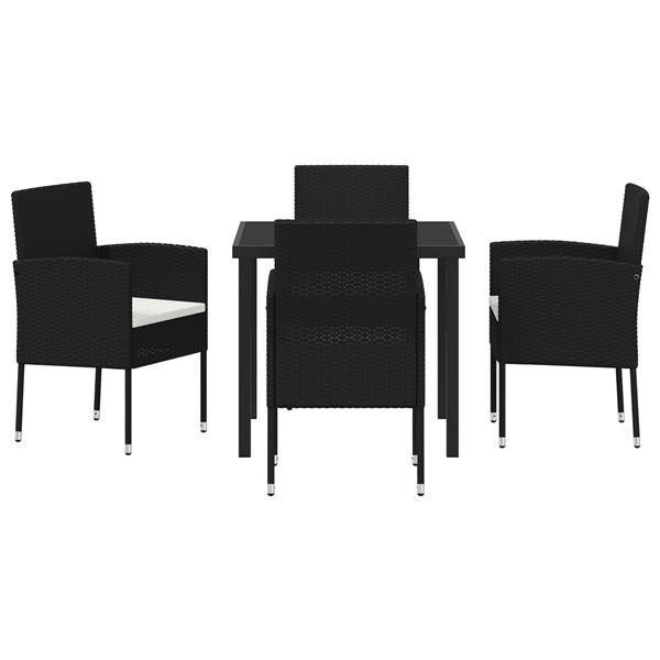 Grote foto vidaxl 5 delige tuin eetset met kussens zwart poly rattan tuin en terras tuinmeubelen