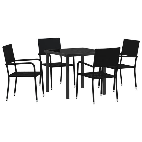 Grote foto vidaxl 5 delige tuinset zwart poly rattan tuin en terras tuinmeubelen
