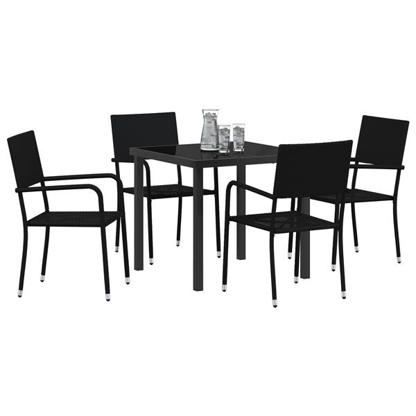 Grote foto vidaxl 5 delige tuinset zwart poly rattan tuin en terras tuinmeubelen